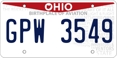 OH license plate GPW3549