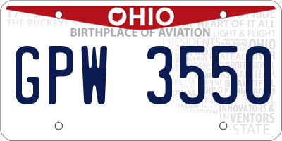 OH license plate GPW3550