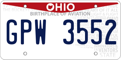 OH license plate GPW3552