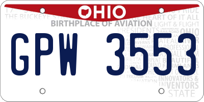 OH license plate GPW3553