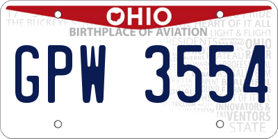 OH license plate GPW3554