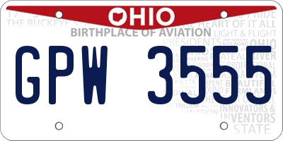 OH license plate GPW3555