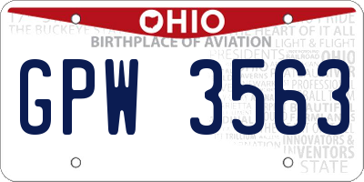 OH license plate GPW3563