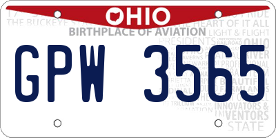 OH license plate GPW3565