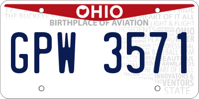 OH license plate GPW3571