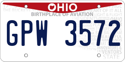 OH license plate GPW3572