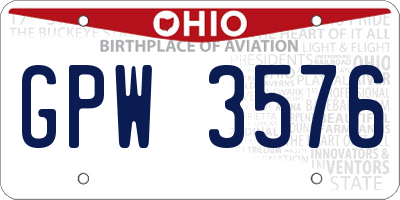 OH license plate GPW3576