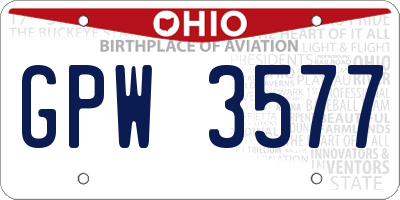 OH license plate GPW3577