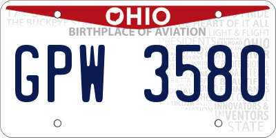 OH license plate GPW3580