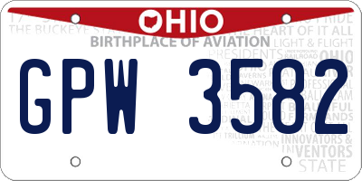 OH license plate GPW3582