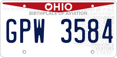 OH license plate GPW3584