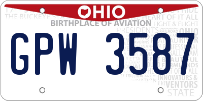 OH license plate GPW3587