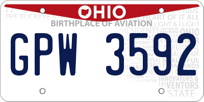 OH license plate GPW3592
