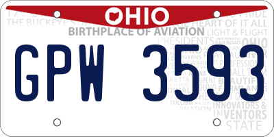 OH license plate GPW3593