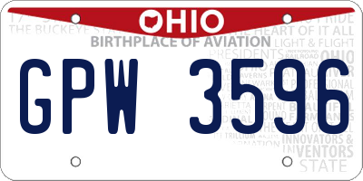 OH license plate GPW3596