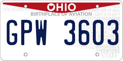 OH license plate GPW3603