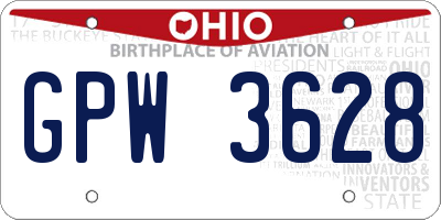 OH license plate GPW3628