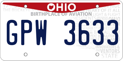 OH license plate GPW3633