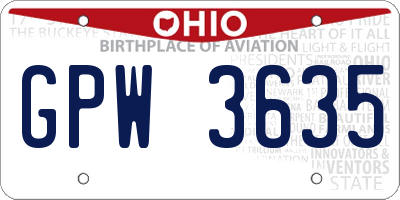 OH license plate GPW3635
