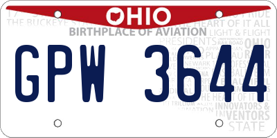OH license plate GPW3644