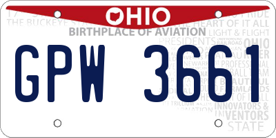 OH license plate GPW3661