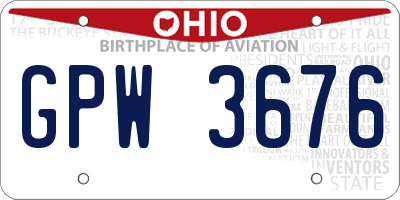 OH license plate GPW3676