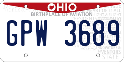 OH license plate GPW3689