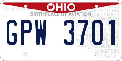 OH license plate GPW3701