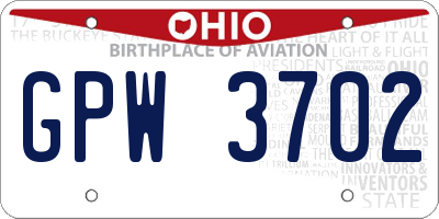 OH license plate GPW3702