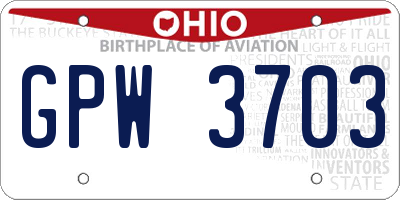 OH license plate GPW3703