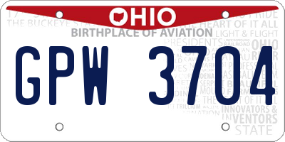 OH license plate GPW3704