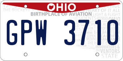 OH license plate GPW3710