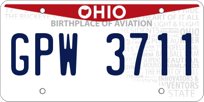 OH license plate GPW3711