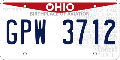 OH license plate GPW3712