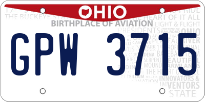 OH license plate GPW3715