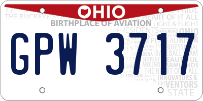 OH license plate GPW3717