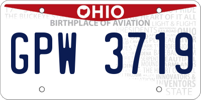 OH license plate GPW3719
