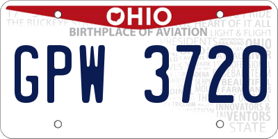 OH license plate GPW3720
