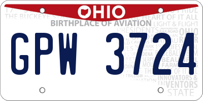 OH license plate GPW3724