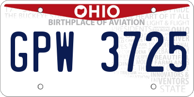 OH license plate GPW3725
