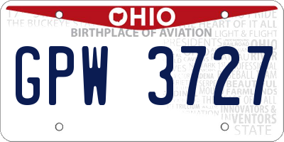OH license plate GPW3727