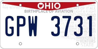OH license plate GPW3731