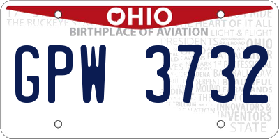 OH license plate GPW3732