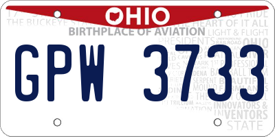 OH license plate GPW3733