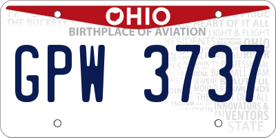 OH license plate GPW3737