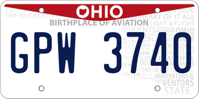 OH license plate GPW3740