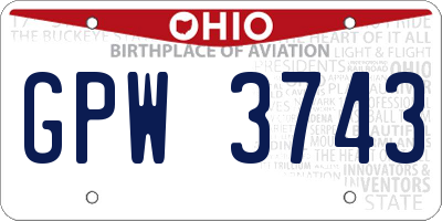 OH license plate GPW3743