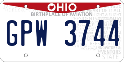 OH license plate GPW3744