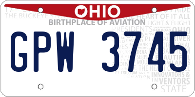 OH license plate GPW3745