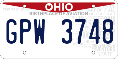 OH license plate GPW3748